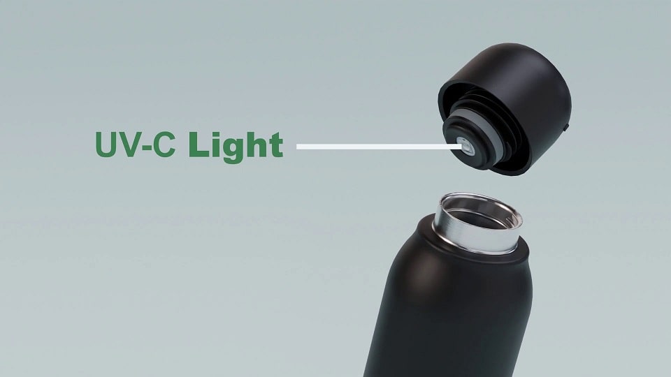 Anti Bactria UV light water bottle 3d product animation