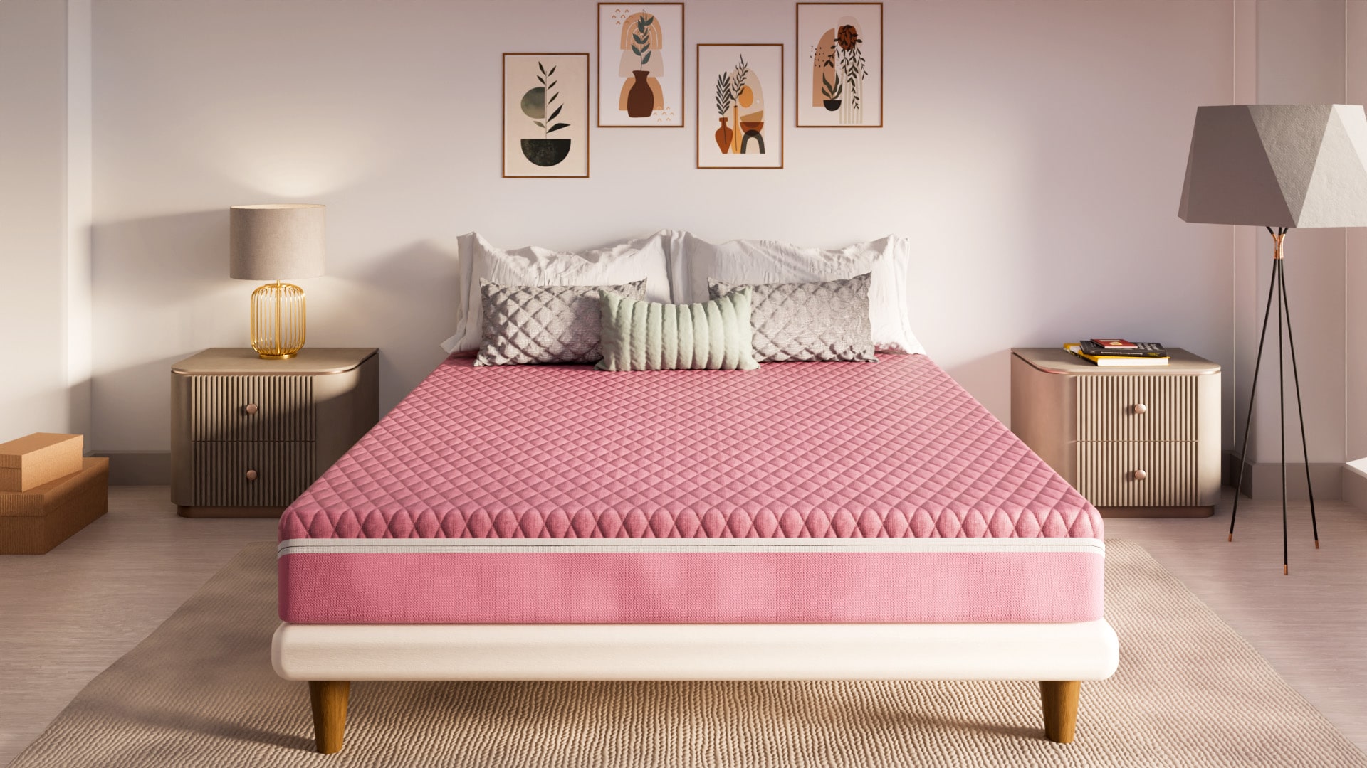 Mattress render in interior room